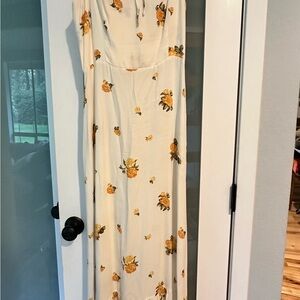 Reformation Cream Maxi Dress with Yellow Rose Print